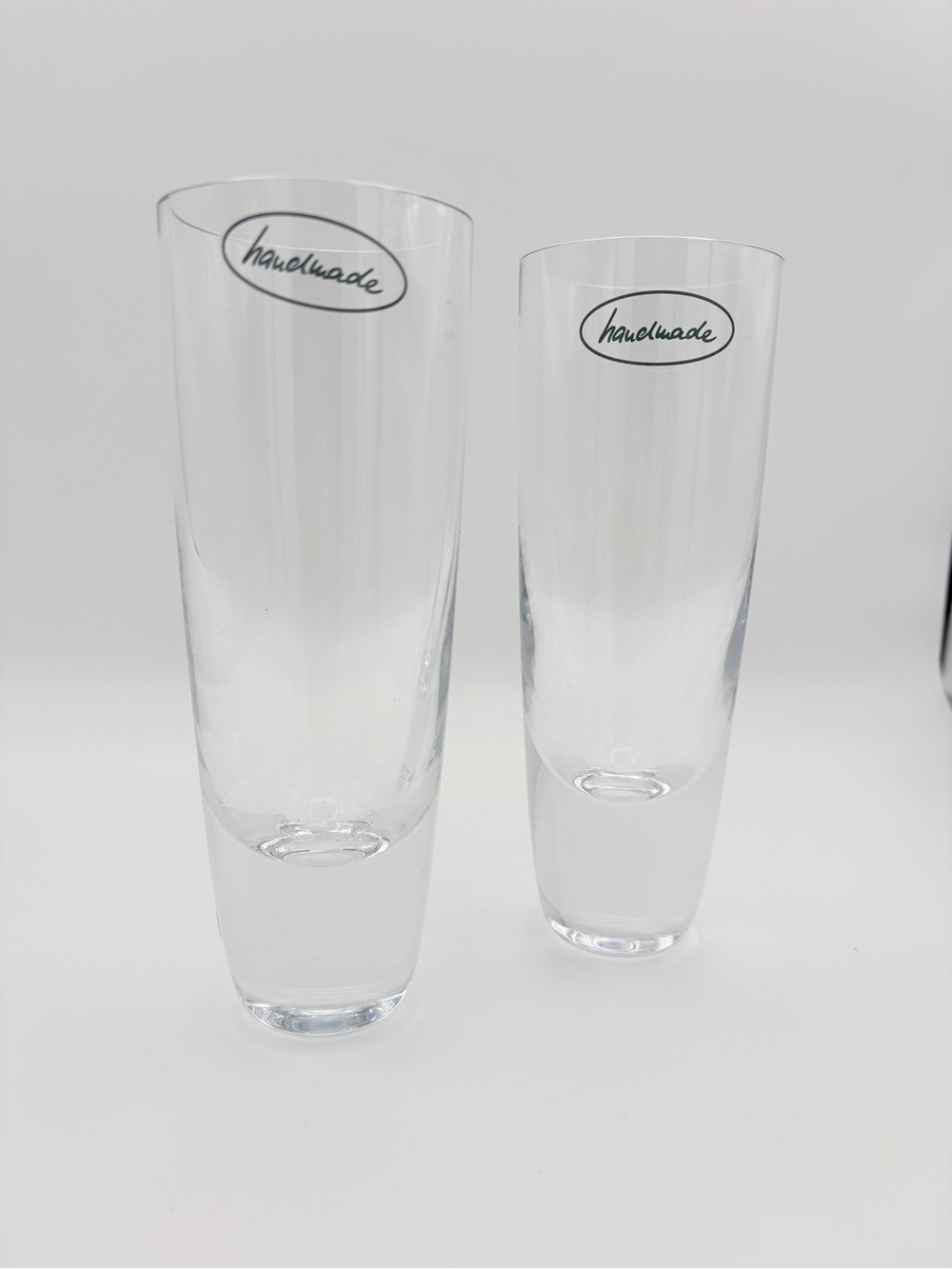 Villeroy & Boch Handmade Heavy Bottom Bud Vases / Flutes Set of 2 Clear Glass